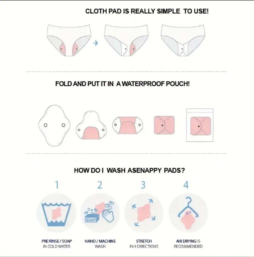 Reusable Cloth Period Pads Washable Napkin for Heavy Flow