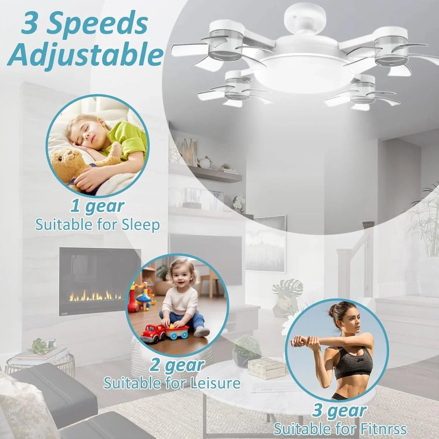 Led Ceiling Fans with Lights and Remote 3