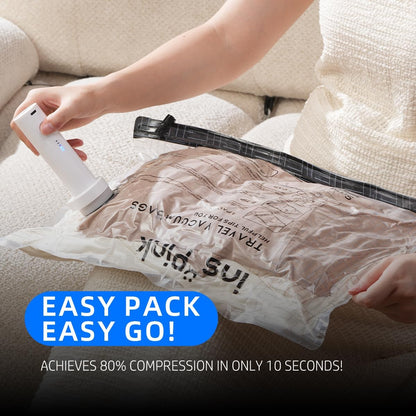 9 Pack Vacuum Storage Bags for Travel with Wireless Air Pump