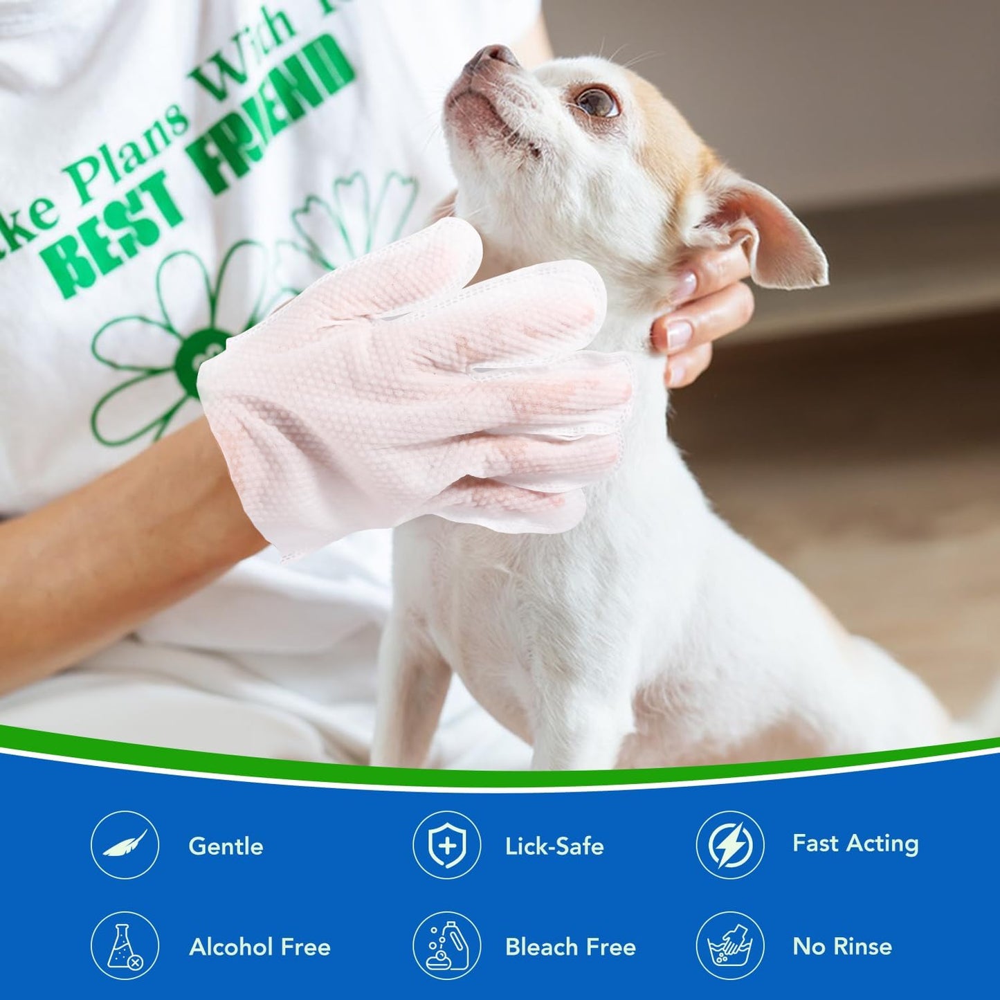 Pet Glove Wipes for Dogs and Cats Daily Care and Travel 48Pcs
